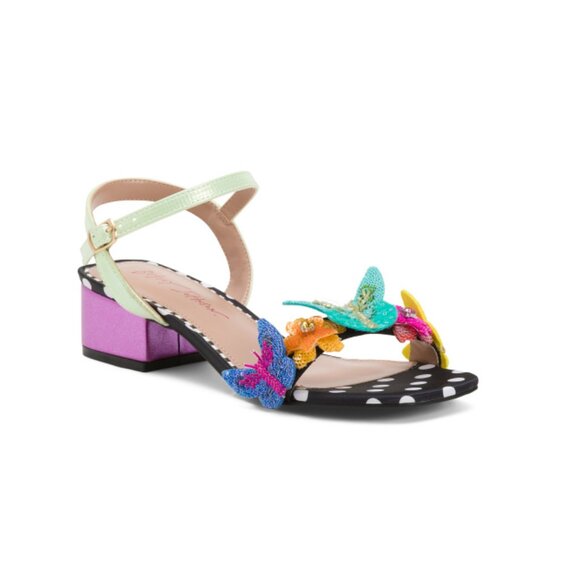 BETSEY JOHNSON BLACK MULTI Emerry Butterfly Sandals - Picture 1 of 2
